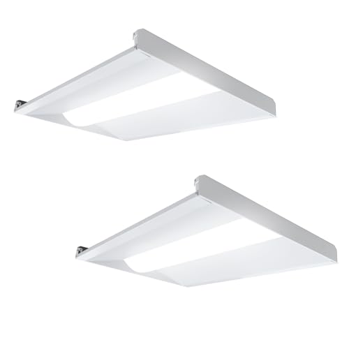 2x2 LED Troffer Center Basket Panel, 30W/35W/40W, 3500K/4000K/5000K, 0-10V Dimmable, 120-277V Recessed Back-Lit Drop Ceiling Light, UL Listed for Office Hallway - 2PK - color: 2X2 FT, size: 2PK