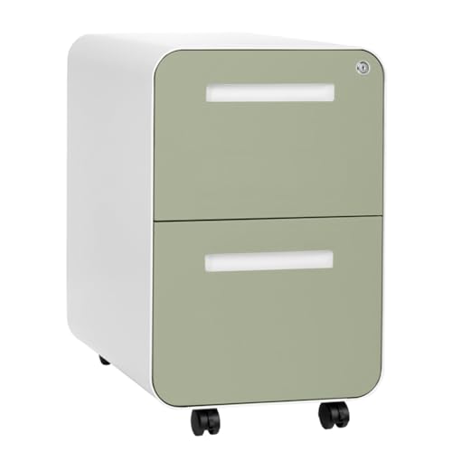 Laura Davidson Furniture Stockpile 2 Drawer Mobile File Cabinet with Lock - Under Desk Metal Filing Cabinet, Legal/Letter File Folders, Wheels and Stationary Feet, Pre-Assembled, Sage Green - color: Sage Green