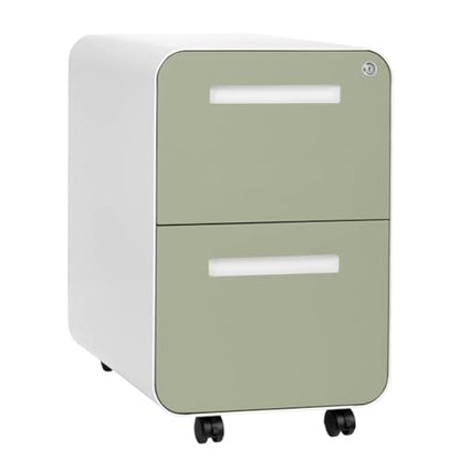 Laura Davidson Furniture Stockpile 2 Drawer Mobile File Cabinet with Lock - Under Desk Metal Filing Cabinet, Legal/Letter File Folders, Wheels and Stationary Feet, Pre-Assembled, Sage Green - color: Sage Green