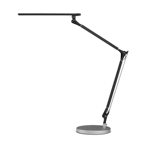 UPLIFTDESK E7 LED Desk Lamp - Adjustable 3 Color Modes, Dimmable Home Office Desk Light for Standing Desk, Dual Monitors, Aluminum Task Lamp (Silver Base) - color: Black Lamp Silver Base