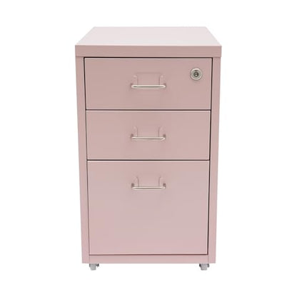 CNCEST 2-Drawer Vertical Metal File Cabinet Pink Lockable Rolling Casters | Steel Body with Smooth Extension Slides Compact Unit Fits Under Desks in Home Offices Quick Assembly Space-Saving Design - color: Pink