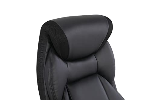 Office Star ECH Series Executive Bonded Leather Office Chair with Lumbar Support and Padded Height Adjustable Arms, Black with Silver Coated Nylon Base - color: Black With Silver Coated Nylon Base