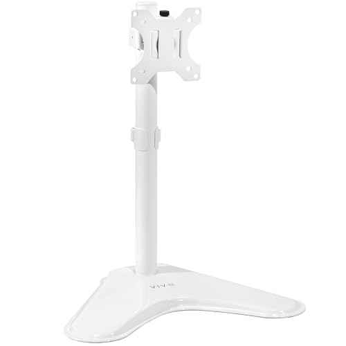VIVO Single Monitor Desk Stand, Holds Screens up to 32 inch Regular and 38 inch Ultrawide, Freestanding VESA Steel Mount Base, Adjustable Height, Tilt, Swivel, Rotation, White, STAND-V001HW - color: White, size: 18" Tall