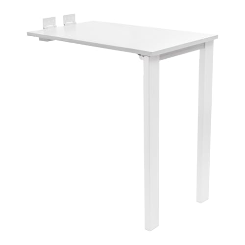 Folding Table Folding Dining Table with 132 Lbs Load Capacity & Spacious Desktop(29.5*15.7 In) Tall Fold Down Dining Desk Wall Mounted Foldable Desk for Study Rooms, Home Offices, Lounges(White) - color: White