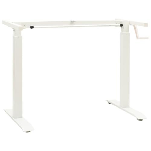 vidaXL Manual Height Adjustable Standing Desk Frame Hand Crank White | Easily change the height from 28 to 445 in, Modern look with a sleek white finish, Built from tough carbon steel - color: White