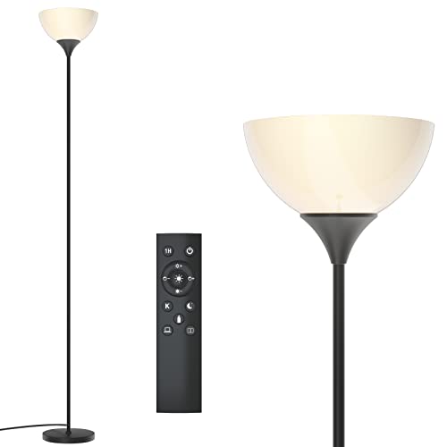 PESRAE Floor Lamp, Remote Control, Stepless Brightness & Color Temperature - color: Matte Black