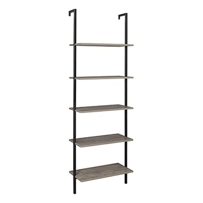 Ladder Bookshelf, 5-Tier Wood Ladder Bookcase with Metal Frame Shelf Open Bookcase Freestanding Bathroom Storage Rack Plant Stand for Living Room, Bedroom, Office, Easy Assembl (Brown5) - color: Brown5