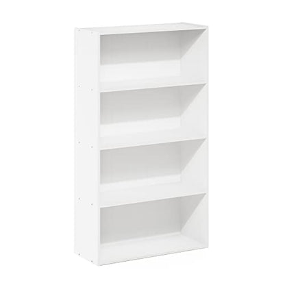 Furinno PASIR Book Shelf, 4-Tier Bookshelf, Bookcase with Open Shelf, 9.4 x 23.6 x 41.7, for Living Room, Bedroom, Home Office, White - color: White, size: 4-Tier