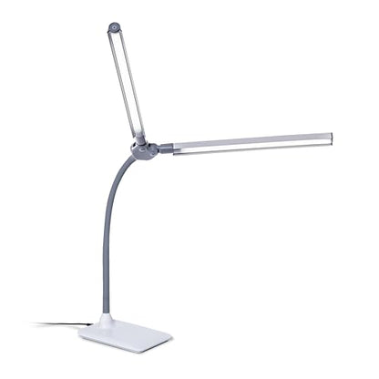 DuoPro Table Lamp - Double Shade LED Task Lamp, 4 Brightness Levels, 6,000K Daylight, 2,100 Lux, Anti-Glare, Flexible Arm, Touch Dimmer - Ideal for Sewing, Crafting, Reading - size: Duo Pro - Table