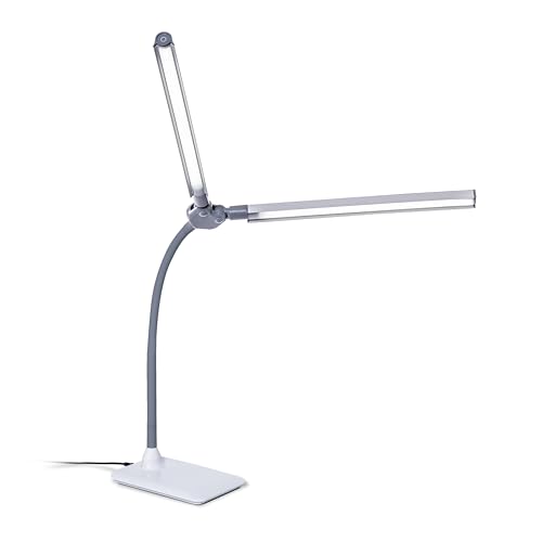 DuoPro Table Lamp - Double Shade LED Task Lamp, 4 Brightness Levels, 6,000K Daylight, 2,100 Lux, Anti-Glare, Flexible Arm, Touch Dimmer - Ideal for Sewing, Crafting, Reading - size: Duo Pro - Table