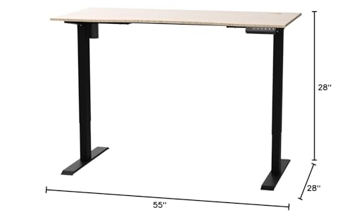 FLEXISPOT EN2 55"x28" Bamboo Electric Standing Desk with Power Strip Bundle | Solid Bamboo Desktop, Cable Management, Convenient Clamp Power Strip Bundle, And Clean Home Office Setup, Black Frame - color: Black Frame + Bamboo Top, size: 55x28