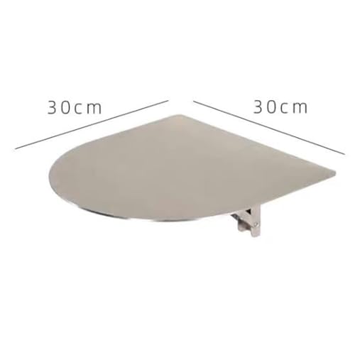 Bedside Folding Wall Table, Semi-Circle Small Coffee Table 12" Stainless Steel Sofa Side Shelf Floating Desk for Bistro Bedroom Balcony(Silver,30cm(12")) - color: Silver, size: 30cm(12")