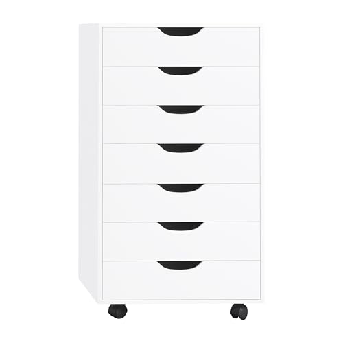 Naomi Home Debbie Office File Cabinet with 7 Drawers, Rolling Storage Organizer for Home Office & Workspace - color: White, style: 7 Drawer