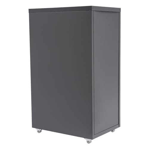 Metal Filing Cabinet with Wheels, 5 Drawers Mobile Storage Cabinet Small Printer Stand Vertical Organizer for Home Office - color: Grey