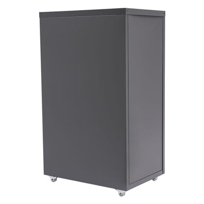 Metal Filing Cabinet with Wheels, 5 Drawers Mobile Storage Cabinet Small Printer Stand Vertical Organizer for Home Office - color: Grey