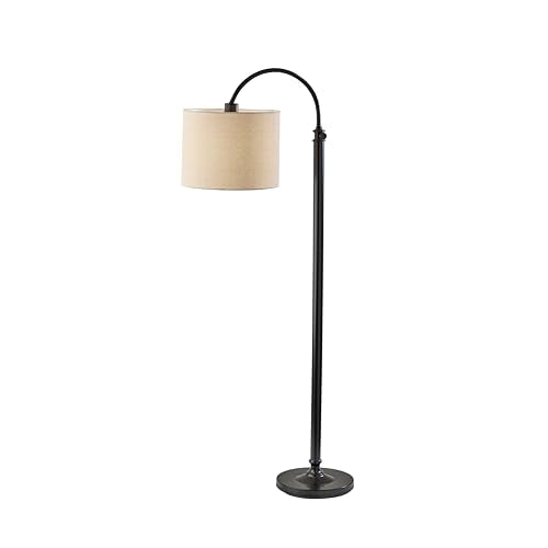 Adesso Floor Lamp, Antique Bronze & Oatmeal Linen, Adjustable Height, 58” - color: Antique Bronze, size: Task Floor Lamp