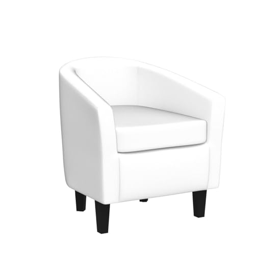 Topeakmart Faux Leather Accent Chair Set of 2, 300 lb Cap, White | Set of 2 PU Leather Barrel Chairs, U-shaped Backrest, Foam Seat, 18" Seat Height, Solid Wood Legs - color: White, size: Set of 2