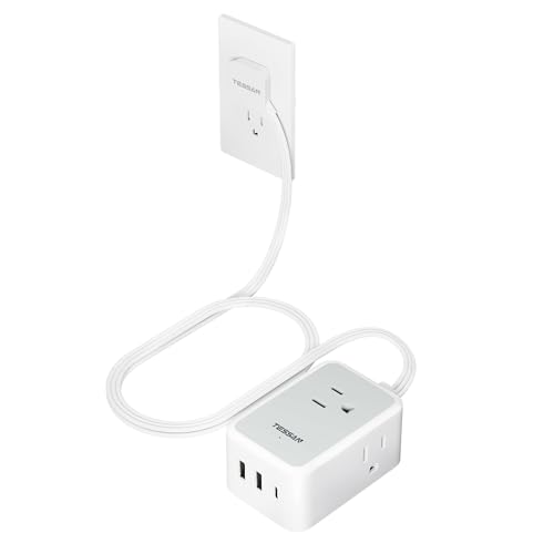 TESSAN Small Flat Plug Power Strip, Ultra Thin Extension Cord 3 ft, Grey | 3 AC Outlets with 3 USB Ports (1 USB C), Wall Outlet Extender, NO Surge Protection, for Cruise Travel Office Dorm Essentials - color: Gray, size: 3 FT (3 USB Ports)
