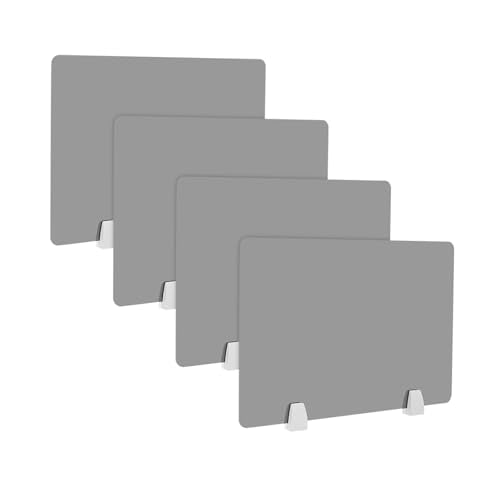 4PCS Desk Dividers Office Partitions, Privacy Desk Panel Protective, Acrylic Plexiglass Shield with Clamps for Offices Schools Call Centers - 23.6”L X15.8”W - color: Grey