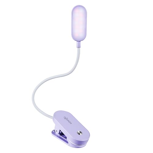 VAVOFO Rechargeable Book Light, 14 LEDs Eye Care Clip On Amber Reading Light for Bookworms Reading in Bed with 9 Colors 9 Brightness (Purple) - color: Purple