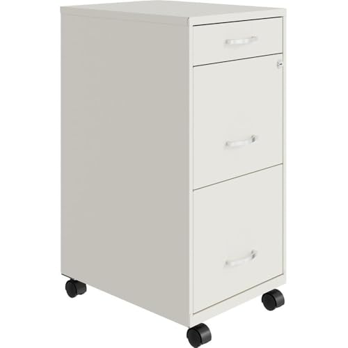 Pemberly Row 3 Drawers 29.52" Vertical White Metal Filing Cabinet Lockable Pre-Assembled Movable Letter Size for Home, Office - color: White
