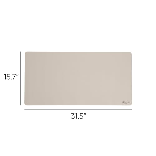 Smead Vegan Leather Desk Pad Mat, Office Desk Mat, Medium, Sandstone Beige | Waterproof desk pad protector, writing mat and desk blotter. Non-slip suede grips under a keyboard, mouse and notepad. - color: Sandstone Beige, size: 15.7" x 31.5"
