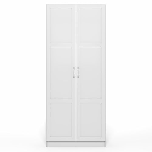 Furinno Robin Storage Cabinet, 4-Tier Pantry Cabinet with Adjustable Shelves, 30W with 2 Shaker-Doors, Kitchen Cabinet, Organization and Storage, for Pantry, Living Room, Home Office, White - size: Shaker Doors, 4-Tier