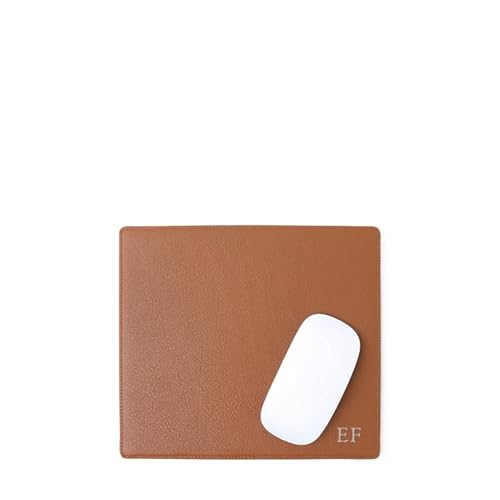 Leathology Classic Mouse Pad - Full Grain Leather - Cognac | Desk Pad with Microsuede Bottom – Ergonomic, Durable & Stylish Workspace Accessory - color: Cognac, size: 9.1" x 8.2"