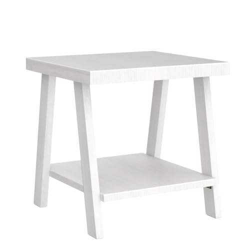 Roundhill Furniture Athens Contemporary Wood Shelf End Table, White - color: White
