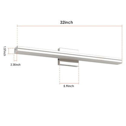 SineRise LED Modern Bathroom Vanity Light Bar (32-Inch, 3000K/4000K/6000K), Chrome Dimmable Modern Acrylic Bathroom Wall Lighting Fixtures Over Mirror - color: Chrome, size: 32-Inch