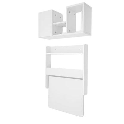Floating Desk, 24" Wall Mounted Folding Desk with Bookshelf Folding Wall Desks Space Saving Workstation with Storage Shelves for Home Office Bedroom Study Room Small Space - color: White
