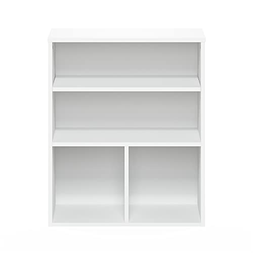 Furinno Pasir 3 Tier Display Bookcase, White - color: White, size: 3-Tier Wide
