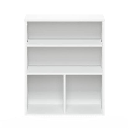 Furinno Pasir 3 Tier Display Bookcase, White - color: White, size: 3-Tier Wide