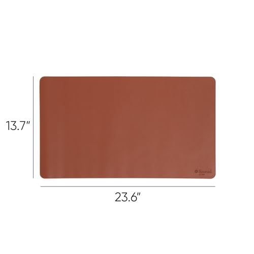 Smead Vegan Leather Desk Pad Mat, Office Desk Mat, Small, Saddle Brown | Waterproof desk pad protector, writing mat and desk blotter. Non-slip suede grips under a laptop, keyboard and mouse. - color: Saddle Brown, size: 13.7" x 23.6"