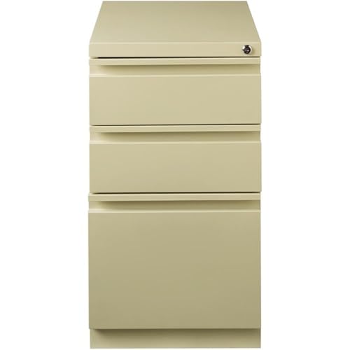 Pemberly Row 27.75" H X 15.00" W Modern 3 Drawer Metal Mobile Filing Cabinet in Putty with Lock Included - color: Beige