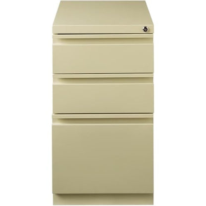 Pemberly Row 27.75" H X 15.00" W Modern 3 Drawer Metal Mobile Filing Cabinet in Putty with Lock Included - color: Beige