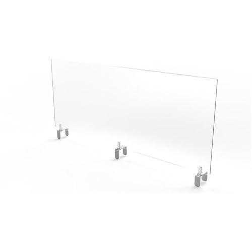 Pemberly Row Plastic Partition Extender, 24" x 48", Frosted Thermoplastic Panel, White Finish, Attached Clamp Mount, Durable Cubicle Divider for Privacy and Noise Reduction - size: 48.00" x 3.88" x 24.00"