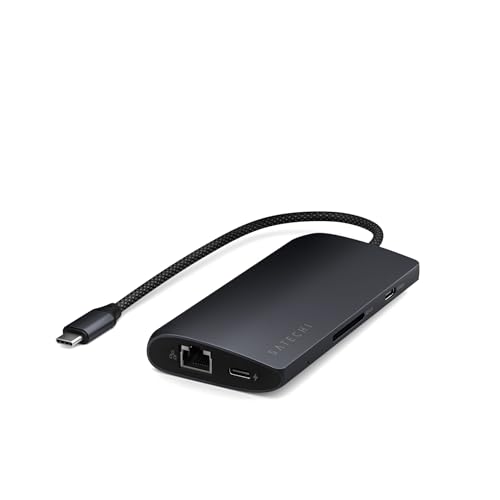 Satechi 8-in-1 USB-C Hub V3, 8K HDMI, 100W Charging, Ethernet, Midnight - color: Midnight, size: V3