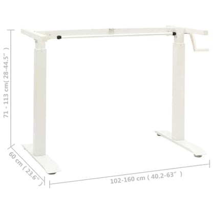 SKM Manual Height Adjustable Standing Desk Frame Hand Crank White (Weight-19KG)