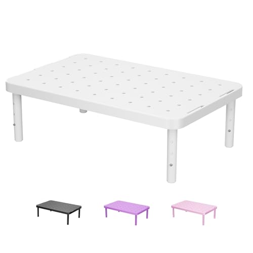 WALI Computer Monitor Stand for Desk, Adjustable Laptop Riser, up to 44 lbs | Desk Monitor Riser Underneath Storage, Fits Notebook, Laptops, Printers, for Home, Office, School (PTT001-W),1 Pack,White - color: White, size: 14.6"L * 9.3"W