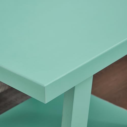 Roundhill Furniture Athens Contemporary Wood Shelf End Table in Teal - color: Teal