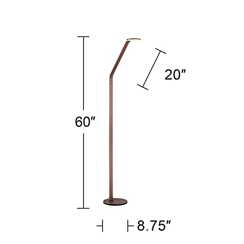 Magnum Adjustable Height French Bronze Task LED 61" Tall Floor Lamp | Modern Minimalist Style Bright Lighting Dimmer Switch for Living Room Reading House Bedroom Home Office