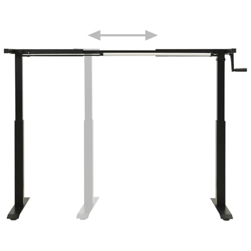 Bopdu Manual Height Adjustable Standing Computer Desk Home Office, Writing Table Gamer Workstation Study Desk Frame Hand Crank Black