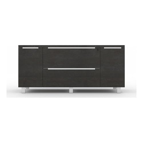 ‎Contemporary Credenza with 2 Legal & Letter File Drawers, Adjustable Shelves & Leveling Feet, Central-Locking System, Full Extension Glides, for ‎Office, Living Room, 19.63 x 63 x 28.88 in., Espresso