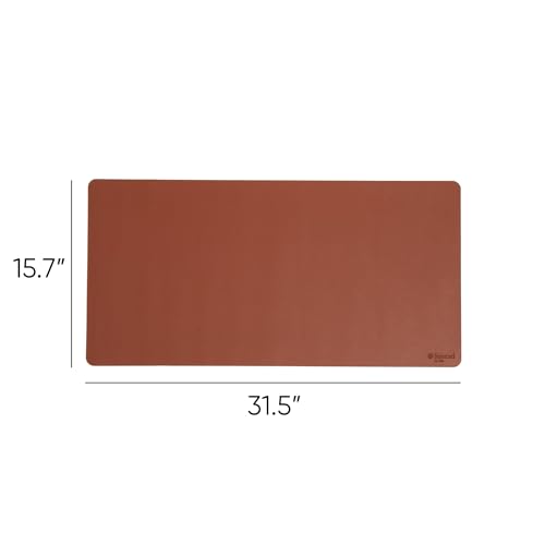 Smead Vegan Leather Desk Pad Mat, Office Desk Mat, Medium, Saddle Brown | Waterproof desk pad protector, writing mat and desk blotter. Non-slip suede grips under a keyboard, mouse and notepad. - color: Saddle Brown, size: 15.7" x 31.5"
