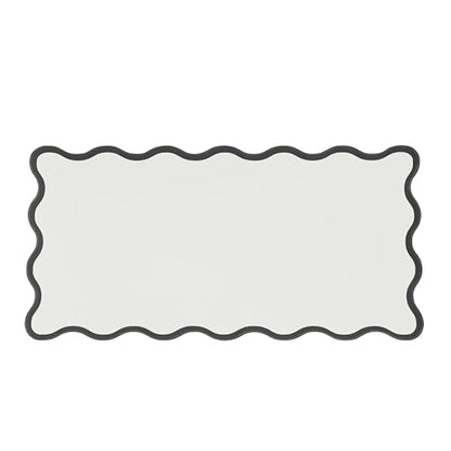 Scalloped Desk Mat, 31.5" x 15.7", PU Leather, Waterproof Anti-Slip, Cute Aesthetic Desk Pad for Office/Home/Game/Vanity (Black, 31.5" x 15.7") - color: Black