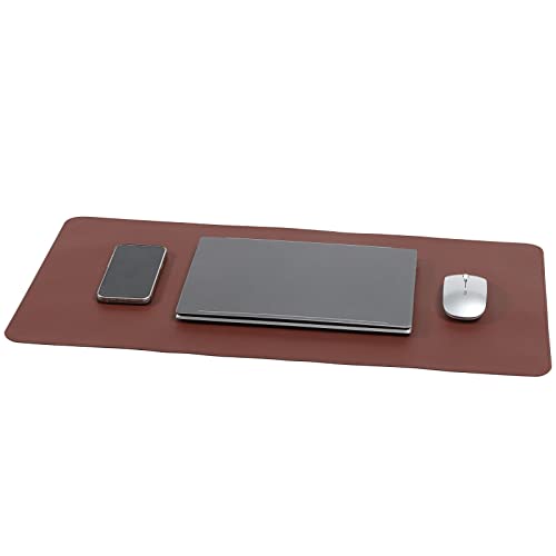 Wolaile PU Leather Desk Pad Blotter 27x13 inches,Non-Slip Base Waterproof Surface Office Desk Mat,Large Computer Mouse Pad,Old Desktop Cover Decor,Brown - color: Brown, size: 27"x13"