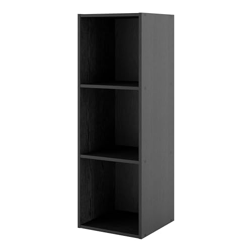 Homes: Inside + Out Apexa 3-Cube Storage Organizer Shelves, Stackable Wood Bookcase Fits Cubby Bins for Organization, Dorm Teen Room Decor & Home Office, Black - color: Black, size: 3-cube