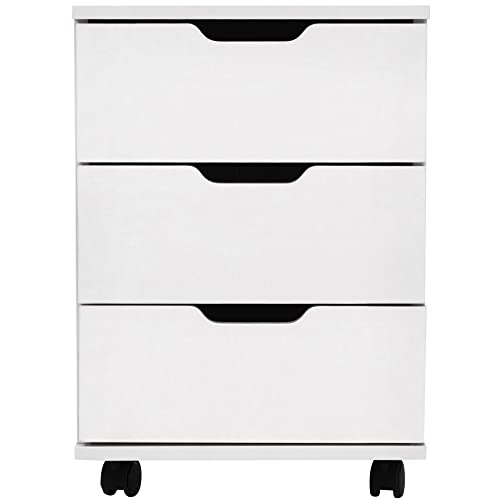 Farini 3-Drawer Vertical Filing Cabinet Rolling Wood Mobile File Cabinets Under Desk for Home Office with Casters，White,Fully-Assembled - color: White, style: Fully-assembled
