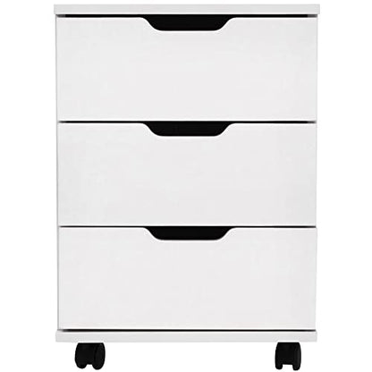 Farini 3-Drawer Vertical Filing Cabinet Rolling Wood Mobile File Cabinets Under Desk for Home Office with Casters，White,Fully-Assembled - color: White, style: Fully-assembled
